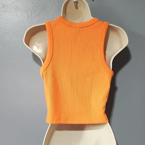 H&M Vibrant Orange Tank Vest Cropped Top - Picture 15 of 17